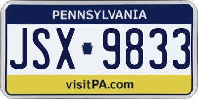 PA license plate JSX9833