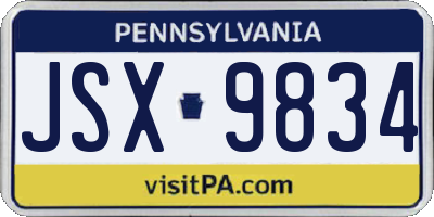 PA license plate JSX9834