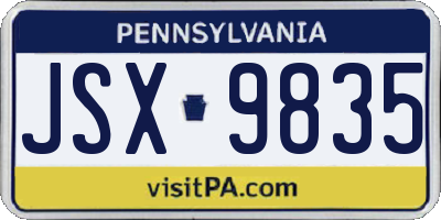 PA license plate JSX9835
