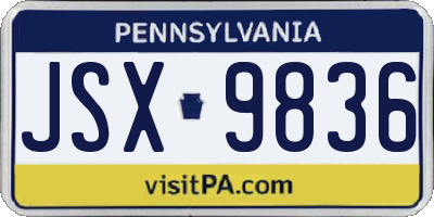 PA license plate JSX9836