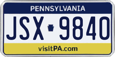 PA license plate JSX9840