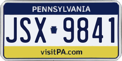 PA license plate JSX9841