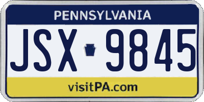 PA license plate JSX9845