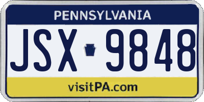 PA license plate JSX9848