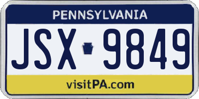 PA license plate JSX9849