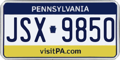 PA license plate JSX9850
