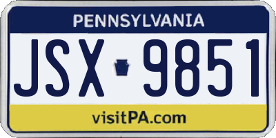 PA license plate JSX9851
