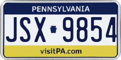 PA license plate JSX9854
