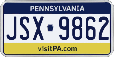 PA license plate JSX9862