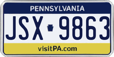 PA license plate JSX9863
