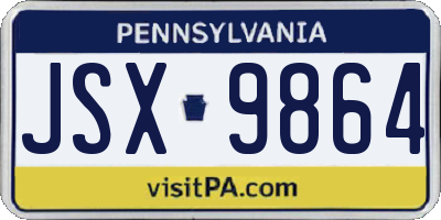 PA license plate JSX9864
