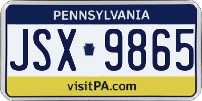PA license plate JSX9865
