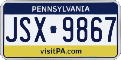 PA license plate JSX9867