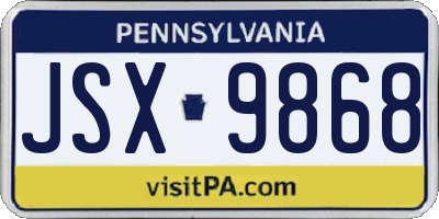 PA license plate JSX9868