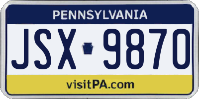 PA license plate JSX9870