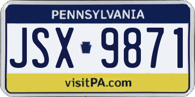PA license plate JSX9871