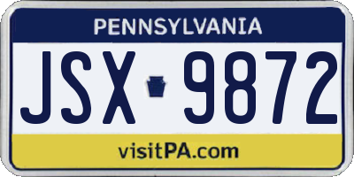 PA license plate JSX9872