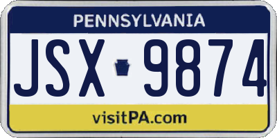 PA license plate JSX9874