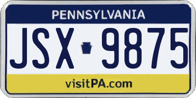 PA license plate JSX9875
