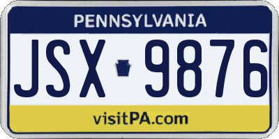 PA license plate JSX9876