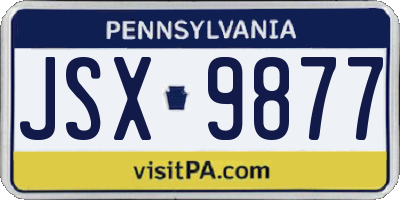 PA license plate JSX9877