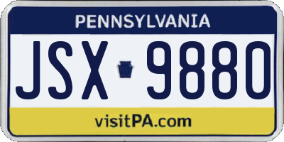 PA license plate JSX9880
