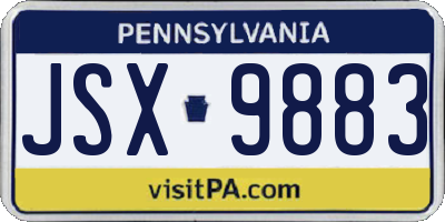 PA license plate JSX9883