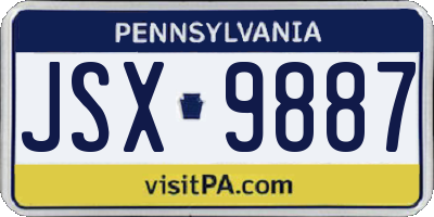 PA license plate JSX9887