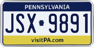 PA license plate JSX9891