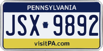 PA license plate JSX9892