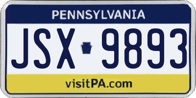 PA license plate JSX9893