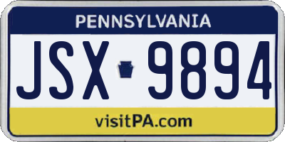 PA license plate JSX9894