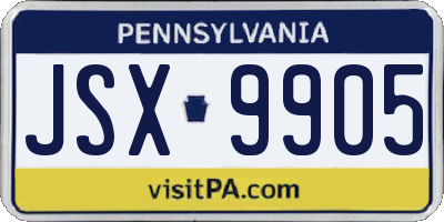 PA license plate JSX9905