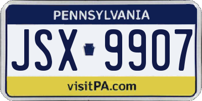 PA license plate JSX9907