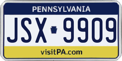 PA license plate JSX9909