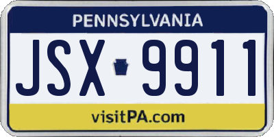 PA license plate JSX9911
