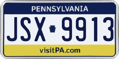 PA license plate JSX9913