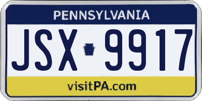 PA license plate JSX9917