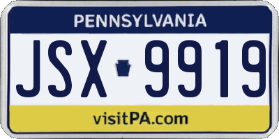 PA license plate JSX9919