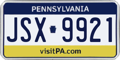 PA license plate JSX9921