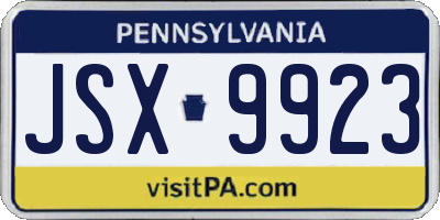 PA license plate JSX9923