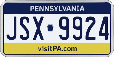 PA license plate JSX9924