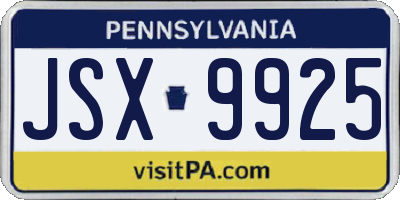 PA license plate JSX9925