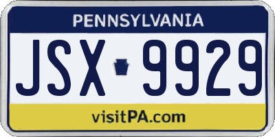 PA license plate JSX9929