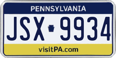 PA license plate JSX9934