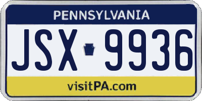 PA license plate JSX9936
