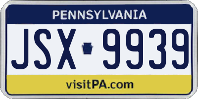 PA license plate JSX9939
