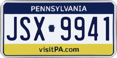 PA license plate JSX9941