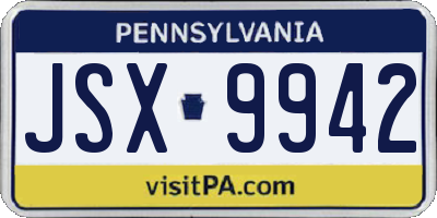 PA license plate JSX9942