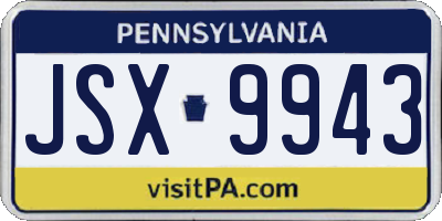 PA license plate JSX9943